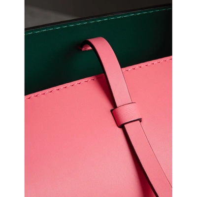 Shop Burberry The Small Leather Bucket Bag In Bright Coral Pink