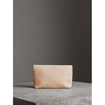 Shop Burberry The Medium Pin Clutch In Leather In Stone