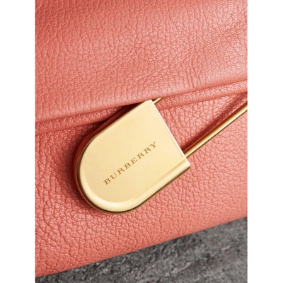 Shop Burberry The Medium Pin Clutch In Leather In Bright Coral Pink