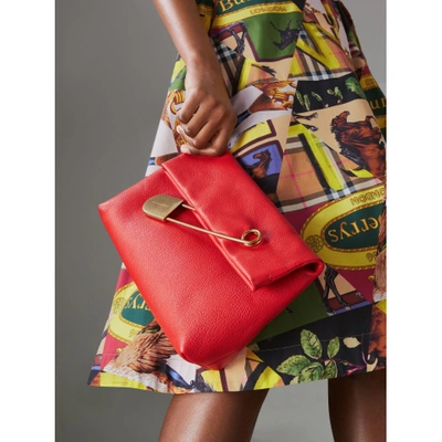 Shop Burberry The Medium Pin Clutch In Leather In Bright Red