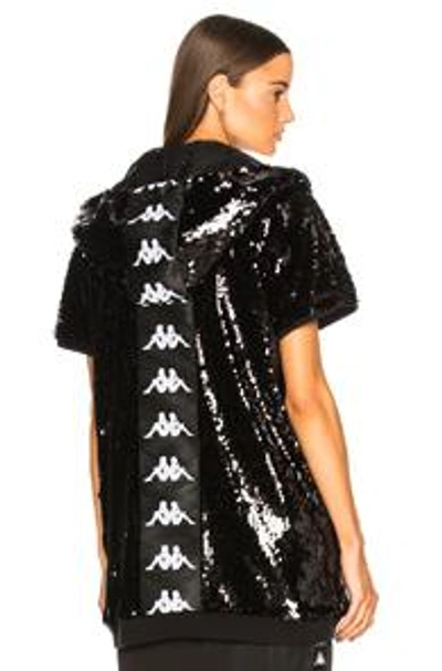 Shop Faith Connexion Kappa Sequin Hooded Sweater In Black