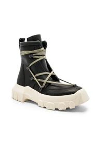 Shop Rick Owens Leather Lace Up Hiking Boots In Black
