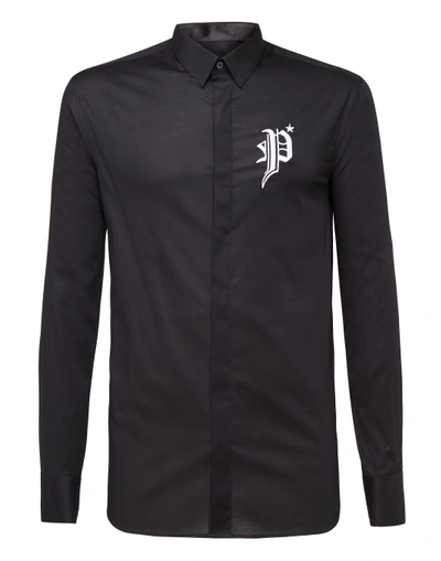 Shop Philipp Plein Shirt Platinum Cut Ls "gothic P"