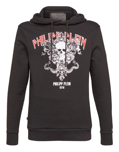 Shop Philipp Plein Hoodie Sweatshirt "times" In Black