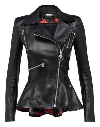 Shop Philipp Plein Leather Jacket "elegant"