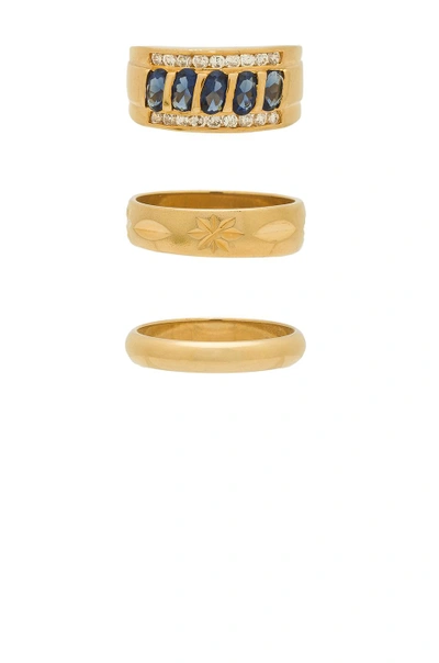 Shop Vanessa Mooney Ring Set In Metallic Gold