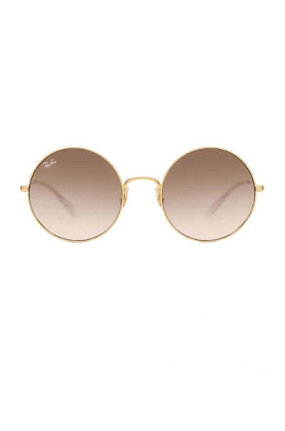 Shop Ray Ban Ray In Gold & Brown Gradient
