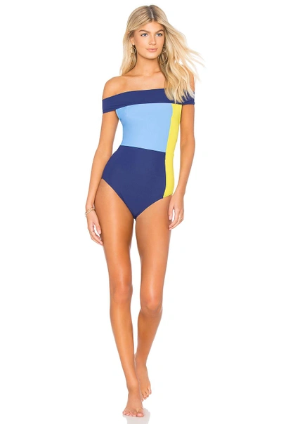 Shop Flagpole Gia One Piece In Blue. In Navy  Lime & Blue