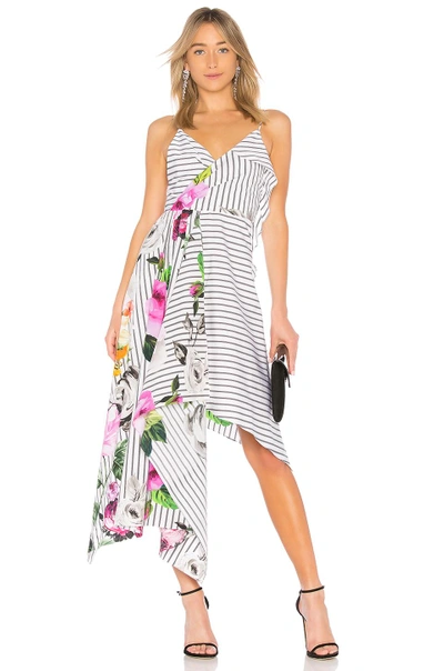 Shop Off-white Draped Floral Dress In White