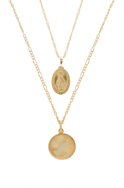 Shop Eight By Gjenmi Jewelry X Revolve Prayer Miracle Necklace Set In Gold.