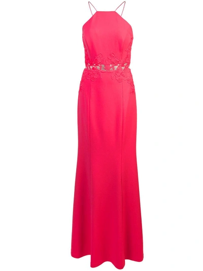 Shop Aidan Mattox Floral Lace Insert Maxi Dress - Pink