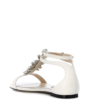 Shop Jimmy Choo Averie Leather Sandals In White