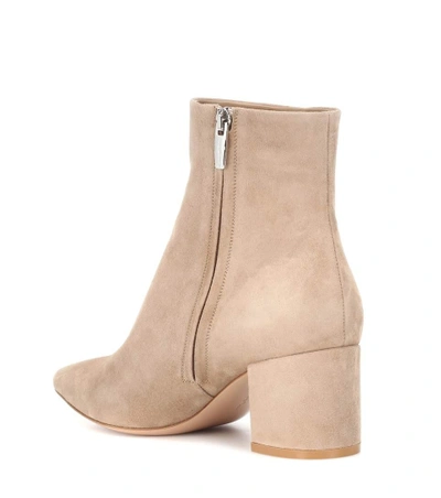Shop Gianvito Rossi Piper 60 Suede Ankle Boots In Beige