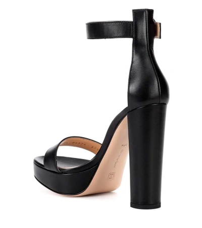 Shop Gianvito Rossi Exclusive To Mytheresa.com - Portofino Plateau Leather Sandals In Black