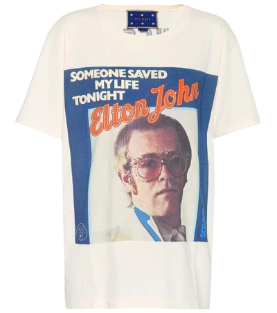 Shop Gucci Elton John Printed T-shirt In Beige