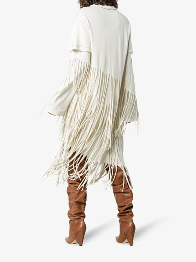 Shop Loewe Fringe T Shirt Dress In Nude&neutrals