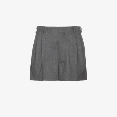 Shop Miu Miu Tailored Mohair Shorts In Grey