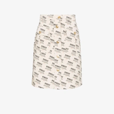 Shop Gucci Invite Stamp Print A-line Skirt In Nude/neutrals