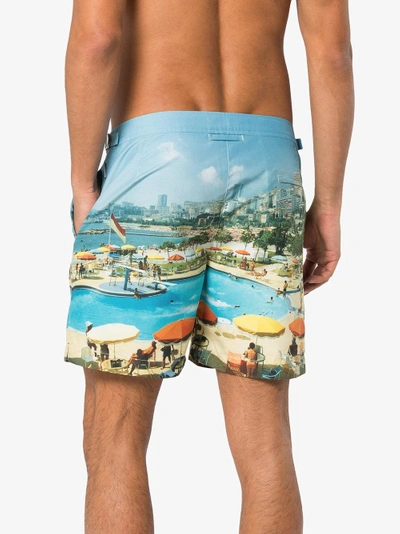 Shop Orlebar Brown Bulldog Monte Carlo Print Swim Shorts In Blue