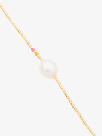 Shop Anni Lu Gold Plated Sterling Silver Baroque Pearl Gemstone Bracelet In Pink&purple