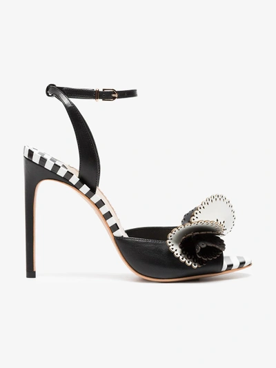 Shop Sophia Webster Black And White Soleil 100 Ruffle Leather Sandals