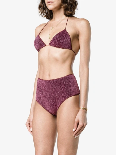 Shop Oseree Lumière High-waisted Bikini In Pink/purple