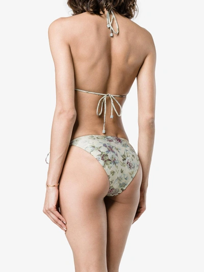 Shop Zimmermann Iris Crochet Floral Triangle Bikini In Nude/neutrals