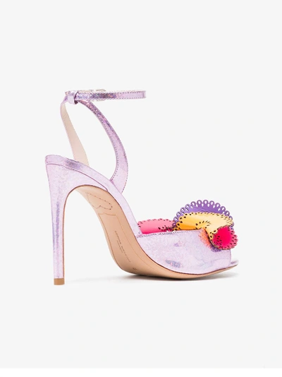 Shop Sophia Webster Pink Soleil 100 Glitter Ruffle Leather Sandals In Pink/purple