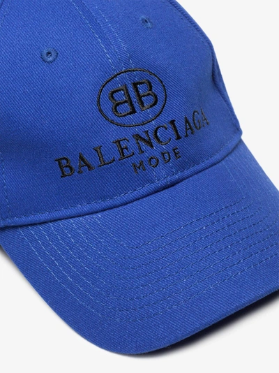 Shop Balenciaga Blue Logo Embroidered Cap