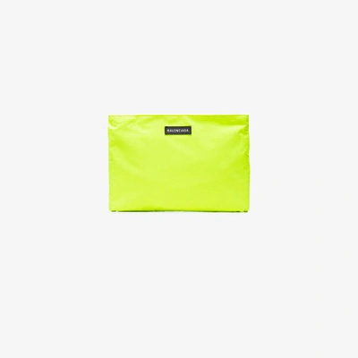 Shop Balenciaga 'neon Explorer' Clutch Mit Logo In Yellow/orange