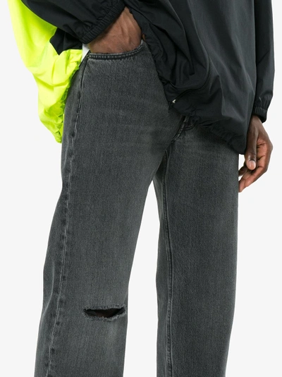 Shop Balenciaga Black Knee Hole Jeans In Grey