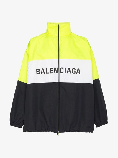 Shop Balenciaga Logo Zip Up Track Jacket In Yellow&orange