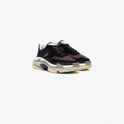 Shop Balenciaga Black And Grey Triple S Sneaker