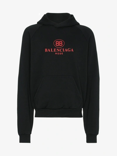 Shop Balenciaga 'bb Mode' Kapuzenpullover In Black