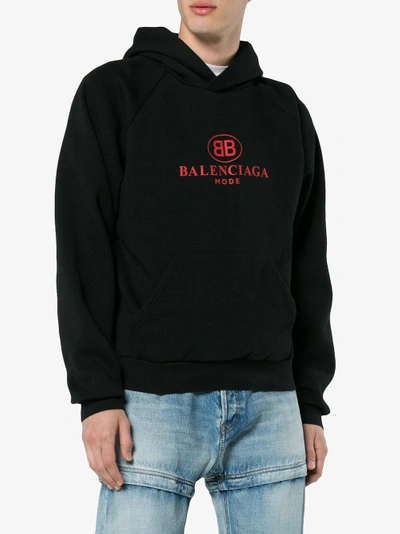 Shop Balenciaga 'bb Mode' Kapuzenpullover In Black