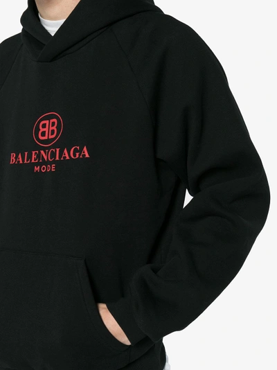 Shop Balenciaga 'bb Mode' Kapuzenpullover In Black