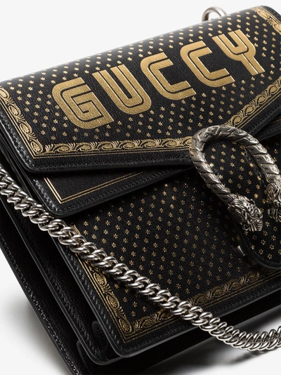 Shop Gucci Black And Metallic Gold Dionysus Medium Leather Bag