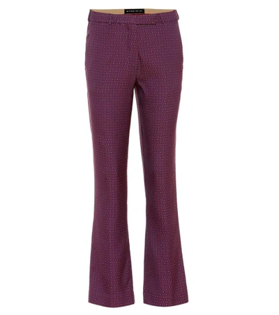 Shop Etro Jacquard Pants In Purple
