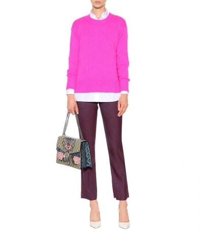 Shop Etro Jacquard Pants In Purple