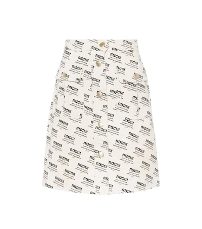 Shop Gucci Printed Cotton Skirt In Beige