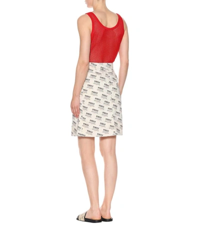 Shop Gucci Printed Cotton Skirt In Beige