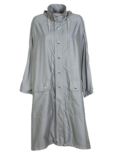 Shop Balenciaga Back Logo Raincoat In Grey