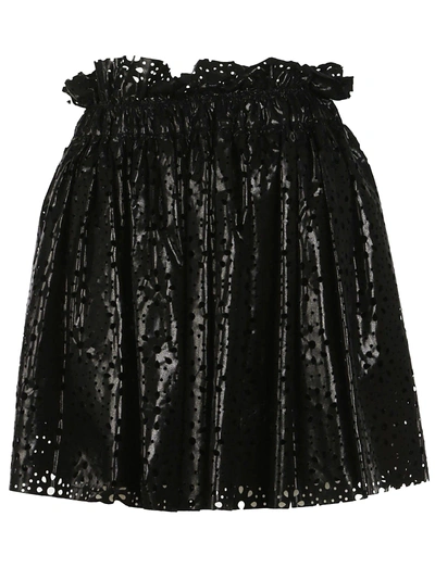 Shop Msgm Short Skirt-gonna Traforata Corta In Black