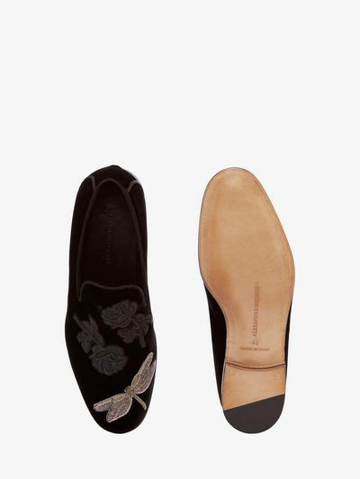 Shop Alexander Mcqueen Embroidered Slipper In Black