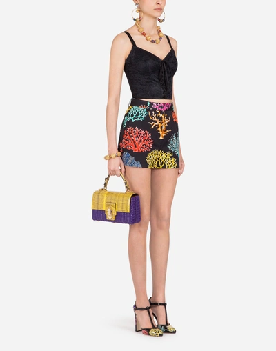 Shop Dolce & Gabbana Shorts In Printed Cotton Drill In Black