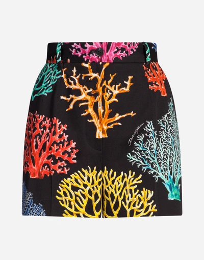 Shop Dolce & Gabbana Shorts In Printed Cotton Drill In Black