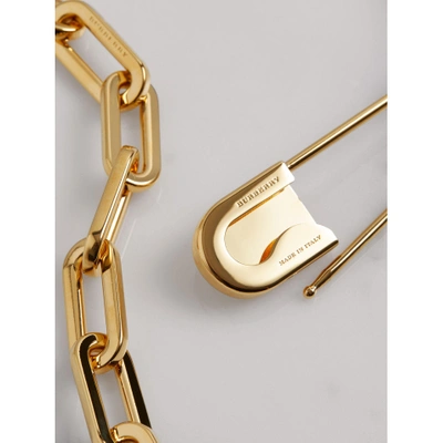 Shop Burberry Kilt Pin Gold-plated Long Link Drop Necklace In Light Gold