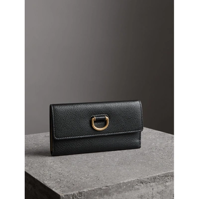 Shop Burberry D-ring Grainy Leather Continental Wallet In Black