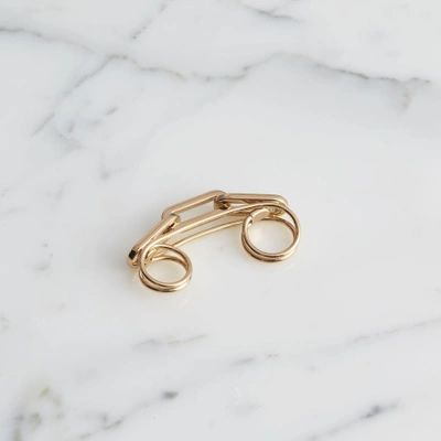 Shop Burberry Gold-plated Link Double Ring In Light Gold