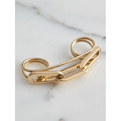 Shop Burberry Gold-plated Link Double Ring In Light Gold